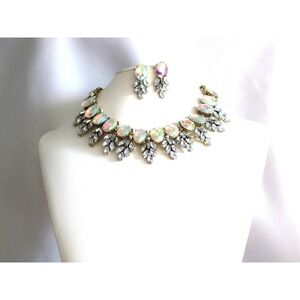 Silver AB choker necklace set, wedding bridal MOB prom  party formal necklace